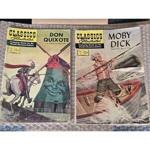 2 Classic Comics Illustrated #11 G/VG Don Quixote & Moby Dick Miguel de Cervante